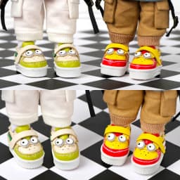 1 Pair of OB11 Doll Baby Shoes Big Eyes Cartoon Anime Cute Sneakers 1/12 Bjd Doll Shoes Decoration Detachable Doll PVC Material