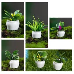 4Pcs Mini Flower Potted For Green Plant Simulation Plants Dollhouse Miniature Doll House Furniture Home Decoration
