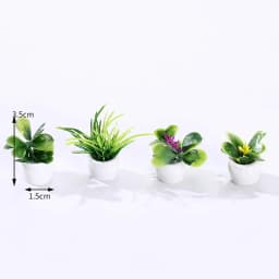 4Pcs Mini Flower Potted For Green Plant Simulation Plants Dollhouse Miniature Doll House Furniture Home Decoration