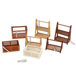 1Set 1:12 Dollhouse Miniature Wooden Bread Rack Cake Shelf Storage Box/Basket With Baking Clip DollHouse Scene Decor Accessories