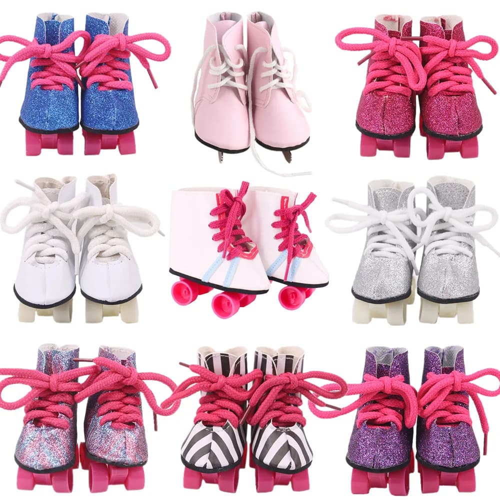 Roller Skating Shoes Doll Clothes Accessories Sequin Upper For 18Inch American Doll& 43 Cm Baby Dolls,Our Generation