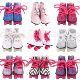 Roller Skating Shoes Doll Clothes Accessories Sequin Upper For 18Inch American Doll& 43 Cm Baby Dolls,Our Generation