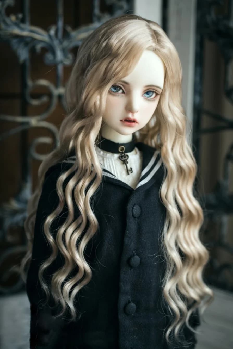 BJD Doll Wig 1/3 1/4 1/6 Elegant Pink Golden DD SD MSD YOSD Spot Inventory Soft Milk Silk Long Curly Hair Wig Doll Accessories