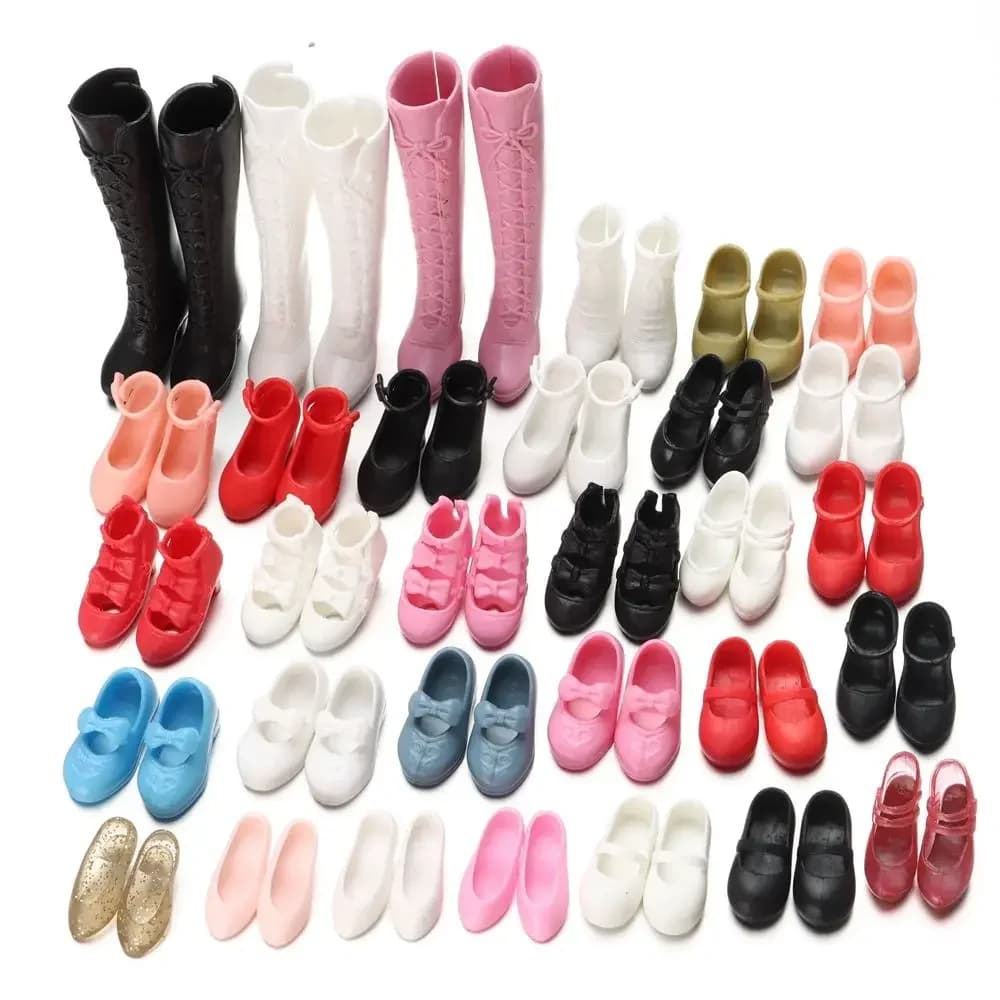 1Pair Doll Shoes Fashion Female Doll Boots Fit Foot Length 2cm Plastic Doll Multistyles Long Knees Boots Dolls Accessories