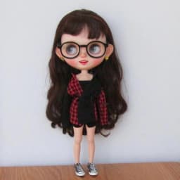 DLBell Blythe Doll Clothes Handmade Red and Black Shirt and Tube Top Shorts Set for Blyth Pullip Ob24 1/6 Azone ICY Licca Dolls