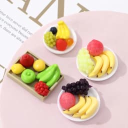 1:12 Mini Simulation Artificial Fruits and Vegetables Doll House Vegetable Bamboo Basket Miniature Accessories for Children