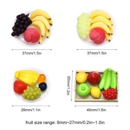 1:12 Mini Simulation Artificial Fruits and Vegetables Doll House Vegetable Bamboo Basket Miniature Accessories for Children