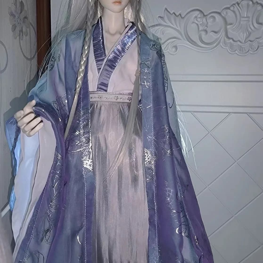60CM Men's Doll Clothes,Blue 1/6 1/4 1/3 BJD Dress, Ancient Style Garments