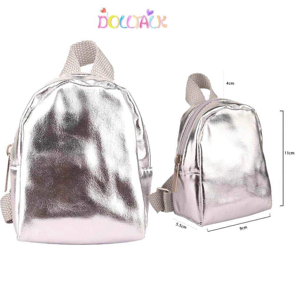 43cm New Born Bebe Doll Bag Pure Sliver Bright Knapsack Backpack For 18 Inch Amerixan And DIY Russia SD Dolls Kids' Gift