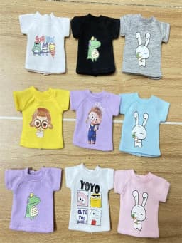 New cute cartoon pattern clothes T-shirt suitable for ob11 obitsu 11 Molly 1/8dolls 1/10 dolls 1/12 doll clothes accessories