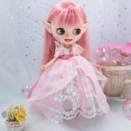 ICY DBS Blyth 1/6 Doll Suit Pink Fairy Skirt Headband Elf Earmuff Flower Basket Anime Girl BJD
