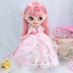 ICY DBS Blyth 1/6 Doll Suit Pink Fairy Skirt Headband Elf Earmuff Flower Basket Anime Girl BJD