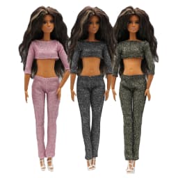 New 30cm 1/6 Bling bling short T-shirt trousers Daily Wear Doll Accessories Clothes for Barbies doll