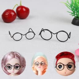 10Pcs Fashion Mini Round Frame Lensless Retro Cool Doll Glasses For Doll 30cm Decor