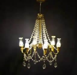 1/6 1/12 Scale Dollhouse Retro European Style Mini LED Lamp Double-head Flower Ceiling Light Lamp Wall Light Decor Toy
