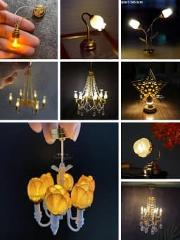 1/6 1/12 Scale Dollhouse Retro European Style Mini LED Lamp Double-head Flower Ceiling Light Lamp Wall Light Decor Toy