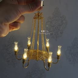 1/6 1/12 Scale Dollhouse Retro European Style Mini LED Lamp Double-head Flower Ceiling Light Lamp Wall Light Decor Toy