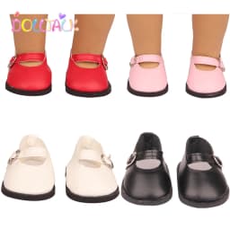 Doll Talk Fashion Hasp Leather Shoes Mini Handmade Doll Shoes 7cm Kawaii PInk Red Shoes For New Reborn Baby Dolls 43 cm