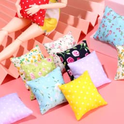 2Pcs Floral Miniature Sofa Cushions Model Scene Dollhouse Pillows For Doll Kid's Play House Toys Doll House Furniture Decoration