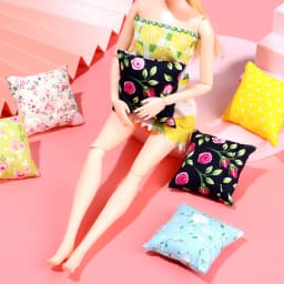 2Pcs Floral Miniature Sofa Cushions Model Scene Dollhouse Pillows For Doll Kid's Play House Toys Doll House Furniture Decoration