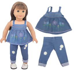 Doll Clothes Denim Suit T-shirt+Pants/Skirt Clothes Set For 18 Inch Amerian&43cm Baby New Born Doll Fot OG Girl Doll Gift Toys