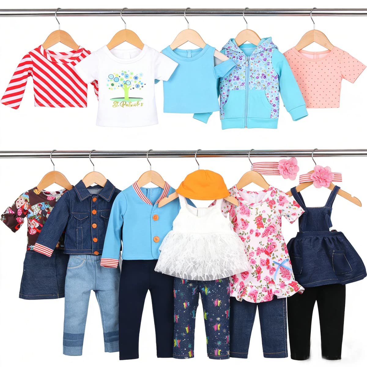 Doll Clothes Denim Suit T-shirt+Pants/Skirt Clothes Set For 18 Inch Amerian&43cm Baby New Born Doll Fot OG Girl Doll Gift Toys