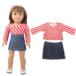 Doll Clothes Denim Suit T-shirt+Pants/Skirt Clothes Set For 18 Inch Amerian&43cm Baby New Born Doll Fot OG Girl Doll Gift Toys