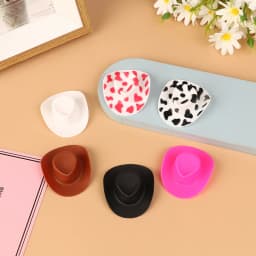 10Pcs 1/12 Dollhouse Western Cowboy Hat Miniature Plastic Doll Hat Mini Cowgirl Hat For Dolls Decoration Accessories