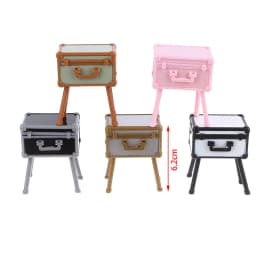 1Set 1:12 Dollhouse Mini Vanity Cosmetic Case Lipstick Perfume Air Cushion Mirror With Holder Furniture Decor Play House Toys