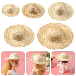 Multiple Sizes Crafts Woven Straw Hat DIY Decoration Doll Caps Toys Diy Doll Accessories