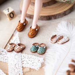 Ob11 Doll Shoes Doll Cowhide Hole Slippers Shoes Bjd Doll Sandals For Ob11, Obitsu 11, Molly, Gsc, 1/12 Bjd Dolls