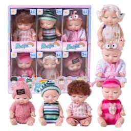 6Pcs Lifelike Reborn Baby Doll Mini Baby Doll Set with Clothes Cute Silicone Girl Toy for Birthday Christmas Gift