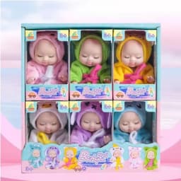 6Pcs Lifelike Reborn Baby Doll Mini Baby Doll Set with Clothes Cute Silicone Girl Toy for Birthday Christmas Gift