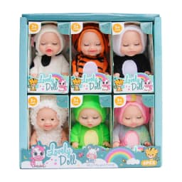 6Pcs Lifelike Reborn Baby Doll Mini Baby Doll Set with Clothes Cute Silicone Girl Toy for Birthday Christmas Gift