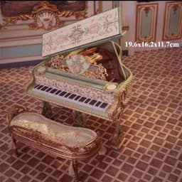 1/6 DollHouse Decoration Miniature Furniture Retro Court Sofa Floor Clock French Table Chair Baroque Piano Decoration Diy Gift