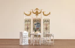 1/6 DollHouse Decoration Miniature Furniture Retro Court Sofa Floor Clock French Table Chair Baroque Piano Decoration Diy Gift