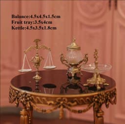 1/6 DollHouse Decoration Miniature Furniture Retro Court Sofa Floor Clock French Table Chair Baroque Piano Decoration Diy Gift