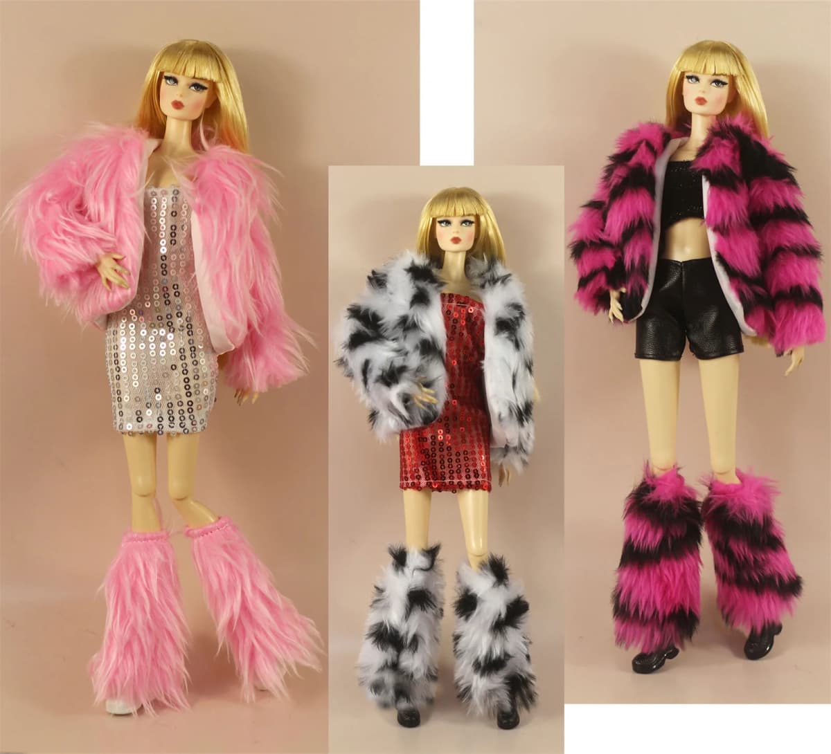 6 Scale Fur Coat Outfit for 11.5 Inch 30cm Doll - Various Styles Doll Accessories Gift for Girls