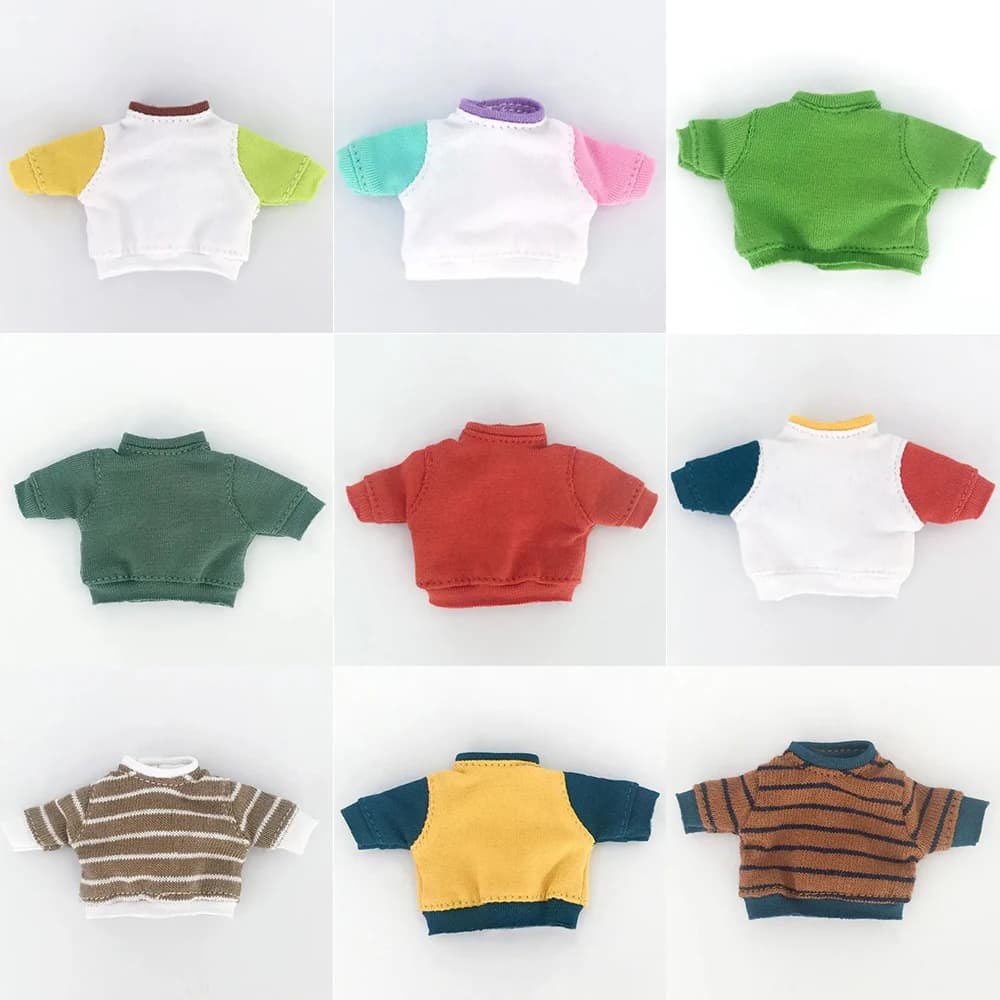 Ob11 Doll Clothes Solid Color Striped Hoodie T-Shirt With Long Sleeves Accessories For Bjd,Gsc,Obitsu11, Molly, Ymy, P9, GsC