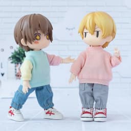 Ob11 Doll Clothes Solid Color Striped Hoodie T-Shirt With Long Sleeves Accessories For Bjd,Gsc,Obitsu11, Molly, Ymy, P9, GsC