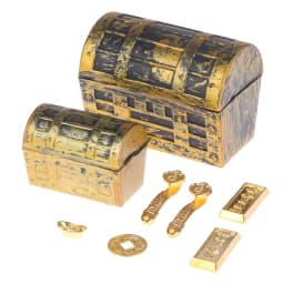 1/2/10pcs Miniature Treasure Chest Gold Yuan Treasure Copper Coin Model Mini Ruyi Gold Copper Coin Doll House Accessories