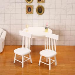 1/12 Dollhouse Miniature Furniture White Wooden Dining Table Chairs Model Toys