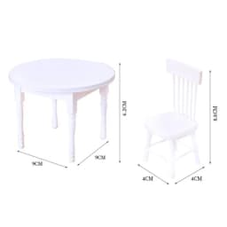 1/12 Dollhouse Miniature Furniture White Wooden Dining Table Chairs Model Toys