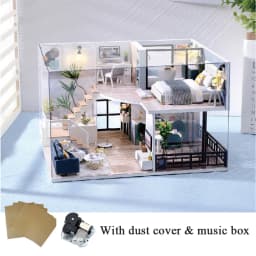 DIY Wooden DollHouse Kits Miniature with Furniture Light Moder Loft Roombox Assembled 3D Model for Children Adult Birthday Gifts