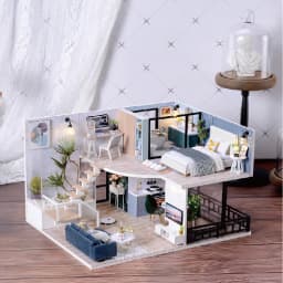 DIY Wooden DollHouse Kits Miniature with Furniture Light Moder Loft Roombox Assembled 3D Model for Children Adult Birthday Gifts