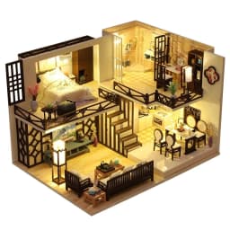 DIY Wooden DollHouse Kits Miniature with Furniture Light Moder Loft Roombox Assembled 3D Model for Children Adult Birthday Gifts
