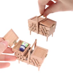 1:12 Dollhouse Miniature High End Sewing Box Kit With Needle Scissors Knitting Tool Tailor Accessories Decoration Play House Toy