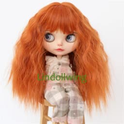 9-10 inch Blyth Wig Collection Of Long Curly With Bangs Hair