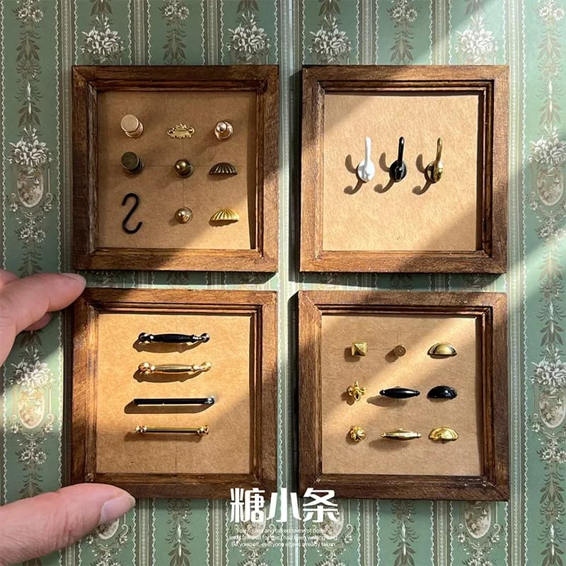 6PCS 1:12 1:6 Mini Pulls Handles DIY Dollhouse Drawer Cabinet Door Handle Furniture Knobs Miniaturas Accessories Decorative Door