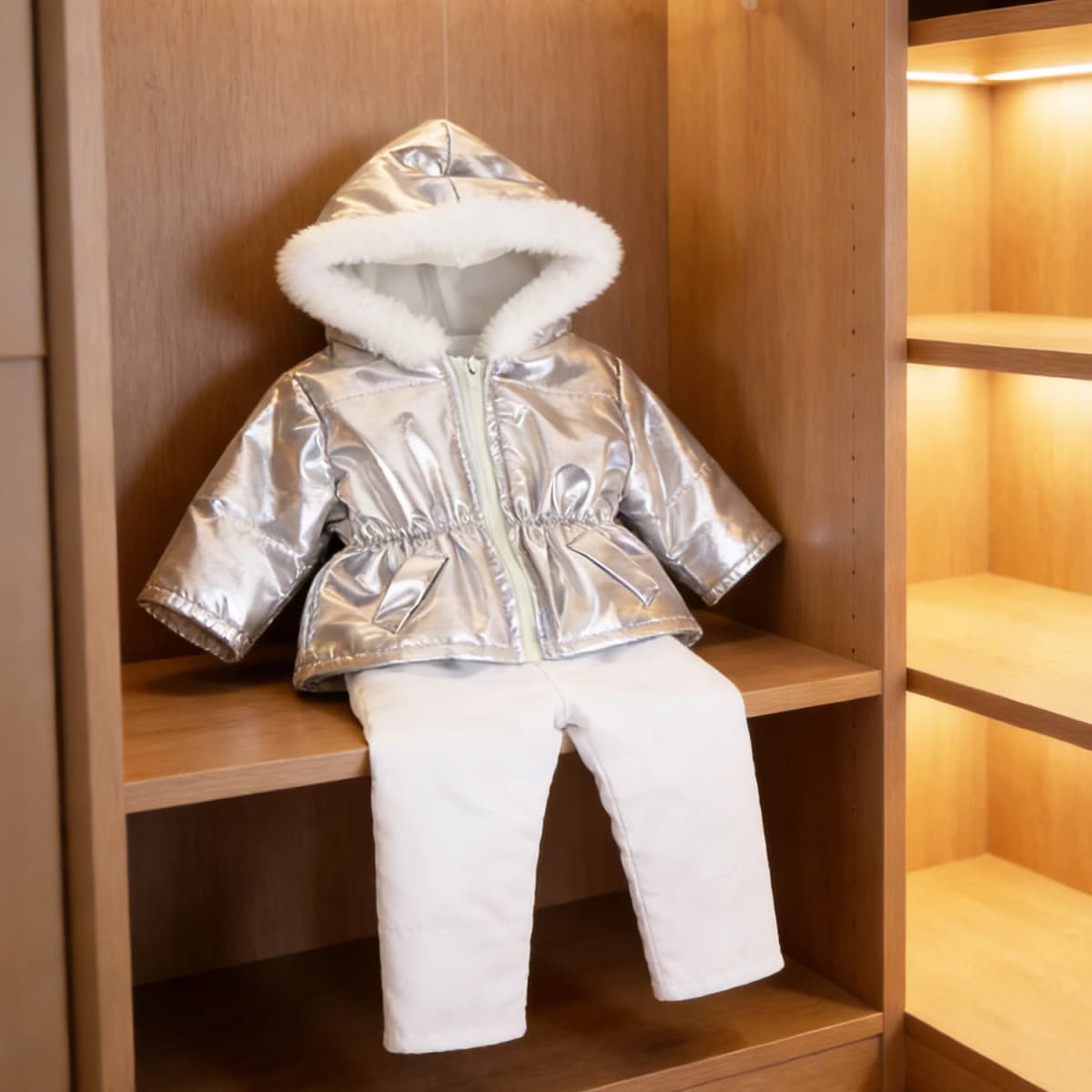 Silver Down Jacket Clothes Set For 18 Inches American Dolls Warm Coat Pants Suit For 43CM Baby New Bron&OG Girl,Russia DIY Dolls